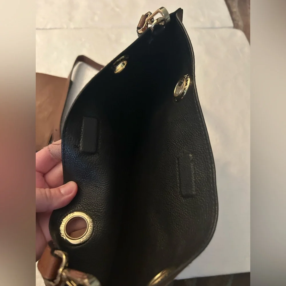 Calvin Klein brown tote purse double strap shoulder bag or crossbody wristlet
